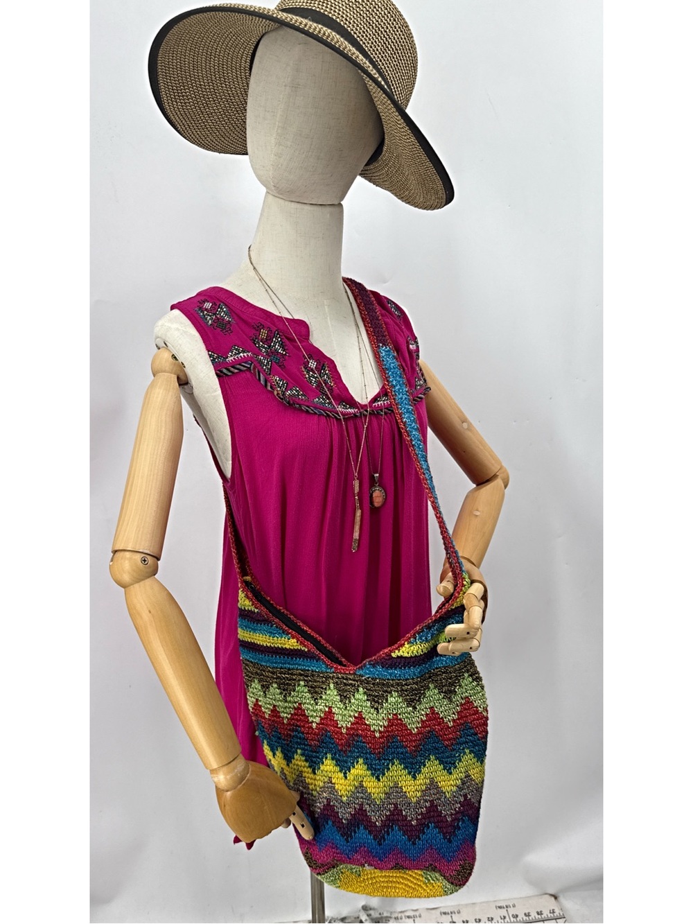 BAMBOO threads Bohemian Multicolor Handcrafted Cotton Knit Crossbody bag